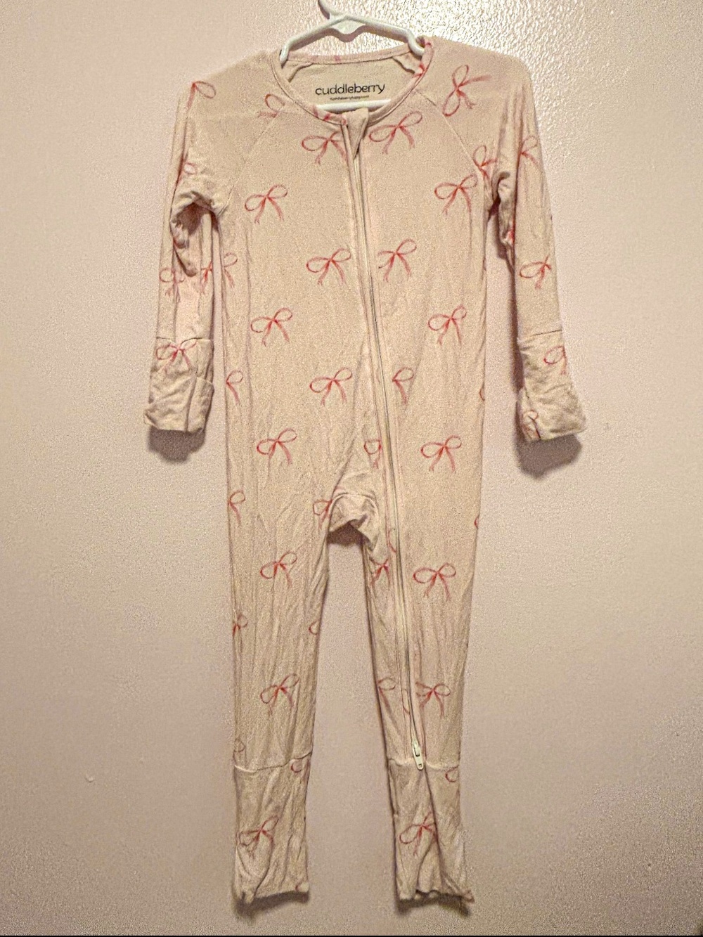 Cuddleberry Bamboo Pink Bow Sleeper Sz 12-18 Mo